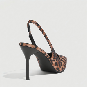 <span class=keywords><strong>Scarpe</strong></span> da Donna con Stampa Leopardata in Raso, Tacco a Spillo, Punta Affusolata, Cinturino Elastico, Sexy, Traspiranti, <span class=keywords><strong>Comode</strong></span> per Feste e Occasioni Casual - Product Image 4
