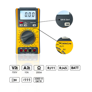 Va16 kỹ thuật số vạn năng mạng cáp <span class=keywords><strong>Tester</strong></span> RJ45 RJ11 đường dây điện thoại pin thử nghiệm 1.5 6 9V DC AC Vôn kế OHM Volt Amp - Product Image 4