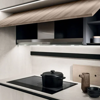 Meuble de cuisine modulaire laqué blanc brillant, salle à manger moderne, mini appartement, projet hôtelier, unités acryliques pour petits espaces, évier