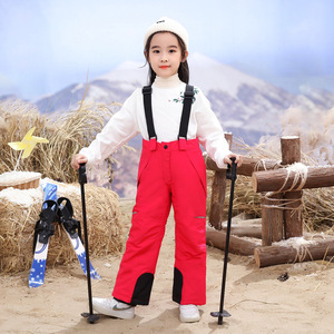 Pantalons de ski pour enfants garçons filles épaissi <span class=keywords><strong>chaud</strong></span> coupe-vent imperméable coton combinaison de ski fermeture éclair pour pantalons de neige en plein air - Product Image 5