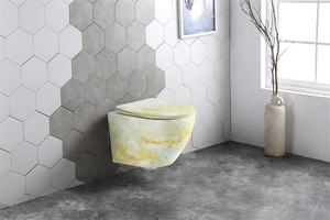 Inodoro suspendido de mármol colorido con asiento de cierre suave para baño, suministro a granel, artículos sanitarios - Product Image 5