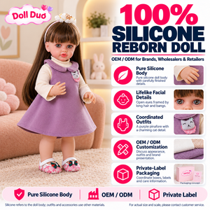 Doll Duo Custom 18 Inch Full Body Silicone Reborn <b>Baby</b> Doll Soft Toy Educational Purple Cat Patch Dress <b>Christmas</b> Birthday Gift - Product Image 1