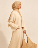 YHE013 Abaya longue sur mesure, élégante, modeste, respirante, en polyester, antistatique, pour femmes, robe d'occasion musulmane d'été