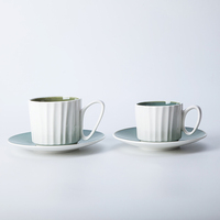 Vaisselle en céramique chinoise, vente en gros, hôtel, Restaurant, ménage, café, blanc vert, vaisselle en céramique, ligne Unique, tasse à café en céramique