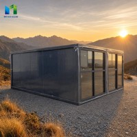 Maison conteneur pliable de type Z de 20 pieds, unité de logement modulaire hivernée avec 2 salles de bain, installation rapide, espace salon et salle à manger