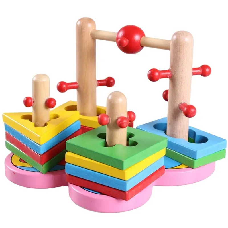 1 Set mainan blok bangunan papan konstruksi cocok kupu-kupu kayu kognitif pembelajaran blok geometri untuk balita anak-anak