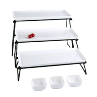Plateaux de service pliables modernes à 3 niveaux pour buffet, présentoir décoratif pour table de buffet, présentoir de fête, étagère
