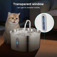 Fontaine à eau portable sans fil pour chat, en acier inoxydable, 2,2 L/74 oz, avec capteur, distributeur automatique alimenté par charge