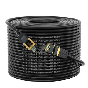 Câble d'alimentation réseau Lan de Communication noir de haute qualité 40gb 2000mhz testeur Ethernet Cat8 cordon de raccordement câble Lan