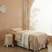 Ensemble de draps de table de massage 4 pièces couleur kaki, housses de lit de beauté de qualité supérieure, couvre-lit de salon pour table de soin du visage, literie