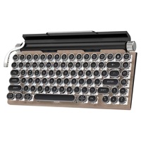 Keyboard Gaming Punk kunci bulat merah muda & putih, hadiah desain mekanis untuk anak perempuan