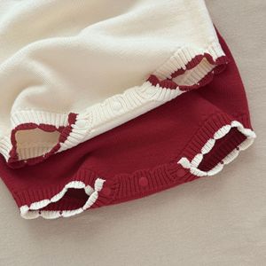 Combinaison tricotée douce à manches longues pour bébés filles, motif fraise jacquard, 100% coton biologique, printemps-automne - Product Image 6