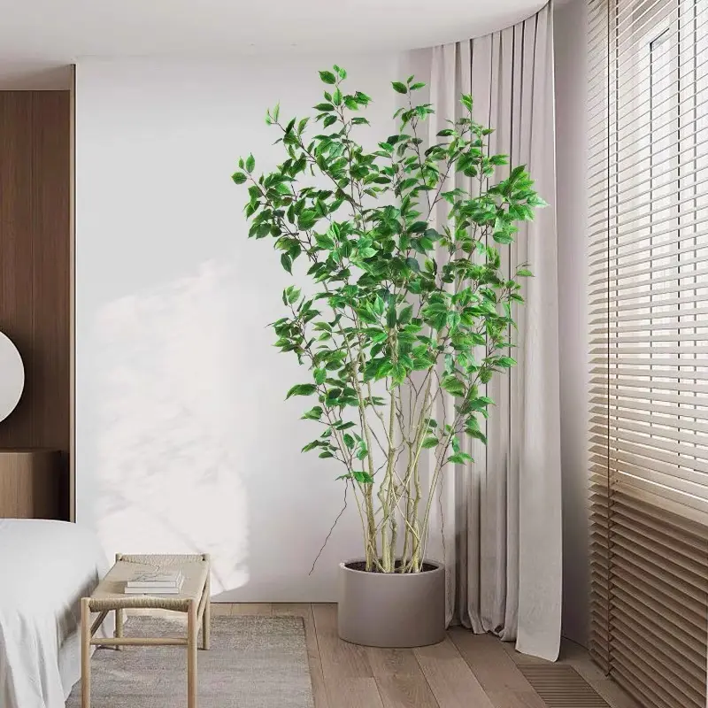 Saksı simülasyon sahte yeşil bitkiler Banyan ev dekoratif yapay Bonsai Ficus ağacı