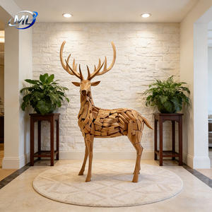 Sculpture abstraite de cerf en bois massif, écologique, pièce d'art personnalisable, couleur sur mesure, pour halls d'hôtels modernes, bureaux, espaces commerciaux - Product Image 5
