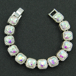 High Quality Exaggerated Hiphop Style Red Rhinestone Bracelet Multi Colorful Alloy Cuban Chain Men's Bracelets Fashion Jewelry - Product Image 3