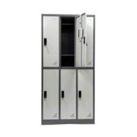 Casier à vêtements en acier démontable à 6 portes avec serrure électronique, tringle de suspension et support au sol pour vestiaire