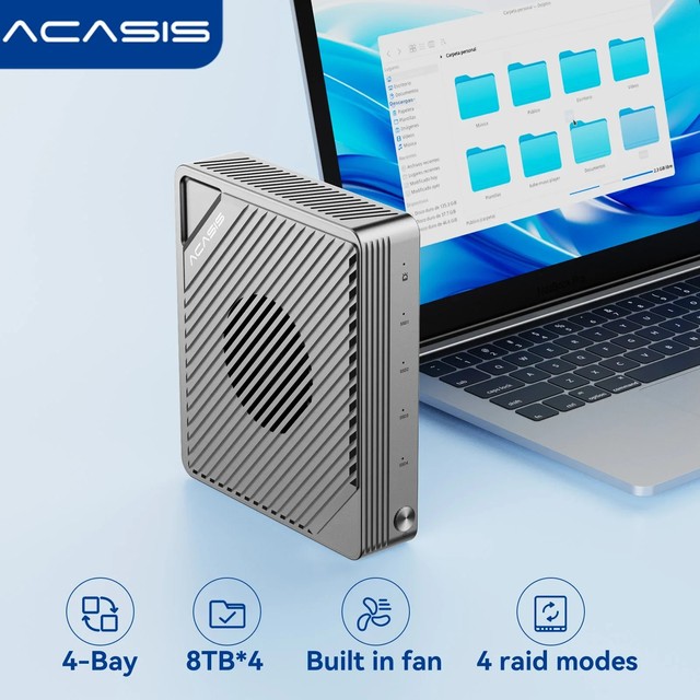 Acasis 40Gbps RAID 0/1/5/10 32TB Max Active Cooling Storage Dock USB C SSD Enclosure 4 Bay SSD Enclosure