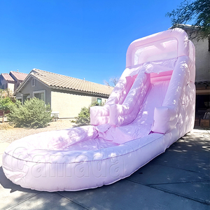 Nuevo tobogán inflable pequeño de color rosa pastel Popular <span class=keywords><strong>con</strong></span> <span class=keywords><strong>piscina</strong></span> tobogán de agua comercial Rosa Tobogán acuático Aquatique - Product Image 1