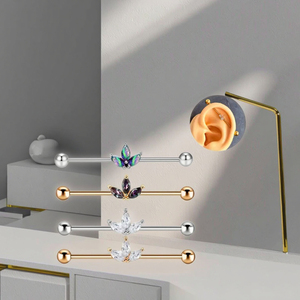 Meilleures ventes : Bijoux de corps tendance en acier inoxydable pour perçage d'<span class=keywords><strong>oreille</strong></span>, anneaux barbell industriels et anneaux de type scaffold, pour femmes et hommes - Product Image 5