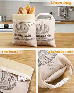 खाद्य भंडारण कपड़े बैग पुनः प्रयोज्य कार्बनिक लिनन बीसमोम ब्रेड बैग के लिए - Product Image 4