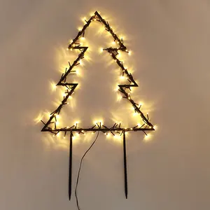 3d Kerstboom Ontwerp Ijzeren Metalen Krans Frame 8 Functies Led Motief String Verlichting Tuin Grond Licht