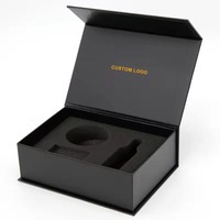 Boîte cadeau de soins de la peau de luxe noire personnalisée avec couvercle insertion de mousse emballage cosmétique magnétique pour faux cils chaussettes 2mm d'épaisseur