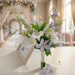 Bouquet de mariée artisanal en plastique souple et réaliste, petites <span class=keywords><strong>fleurs</strong></span> de calla fraîches, pour la rentrée scolaire et la photographie, léger et durable - Product Image 4