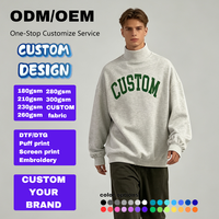 Sweat-shirt à col roulé en molleton français polyester/coton, brodé, respirant, décontracté, pull d'hiver unisexe