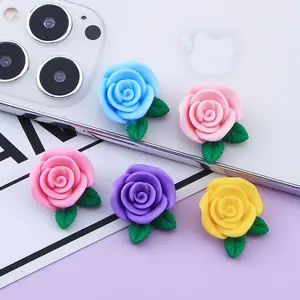 2024 New Colorful Rose Leaves Cabochon Resin Charms Flatback For Girl Hair Bow Photo Frame Decor