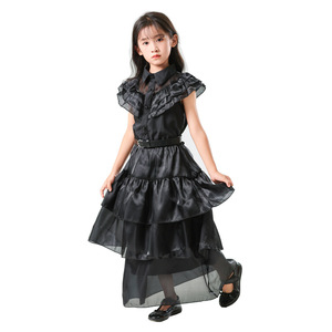 Costume di Halloween per Bambini, Vestito Nero di Wednesday della Famiglia Addams, Abito per Cosplay - Product Image 1