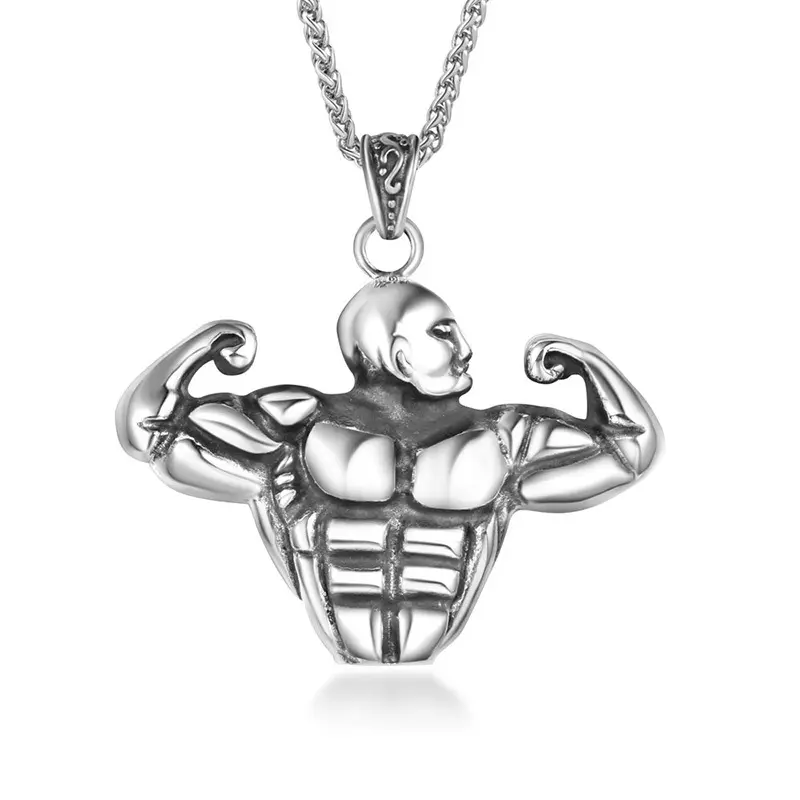 Fashion men's pendant titanium steel fitness men's personality necklace sports jewelry