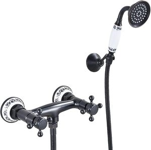 <span class=keywords><strong>Mitigeur</strong></span> <span class=keywords><strong>de</strong></span> baignoire noir rétro en laiton avec douchette à main - Product Image 1
