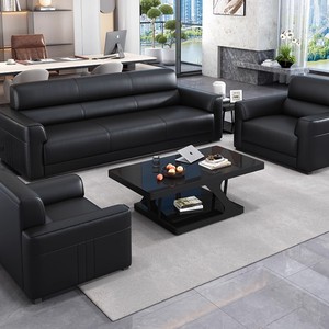 Divano da Ufficio Semplice per Dirigenti, Piccolo Divano a Tre Posti in Pelle con Funzione Letto <span class=keywords><strong>e</strong></span> Tavolino da Caffè - Product Image 1