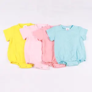夏季婴儿连身衣可爱100% 棉定制纯色一体衣婴儿学步女孩t恤连身衣