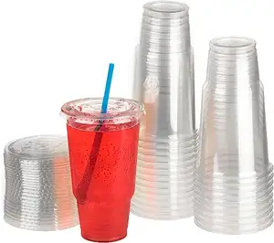 Printed PET 32 44 Oz Plastic Large Cups With Lids