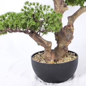 Decoración de escritorio de oficina Diferentes estilos Ornamental Artificial Plne Tree Faux Yew Plum Pine Bonsai con maceta - Product Image 3