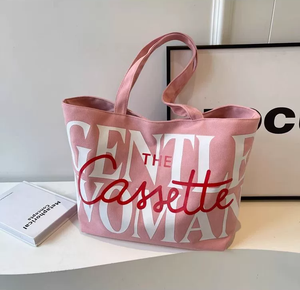 Sac fourre-tout en toile imprimé lettres, bandoulière, broderie logo personnalisé, grande capacité, durable, écologique, sac de shopping en gros - Product Image 1