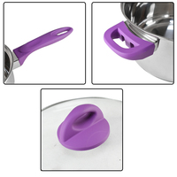 Batterie de cuisine en acier inoxydable de meilleure qualité, couvercle en verre trempé, fond à induction, poignées en silicone, batterie de cuisine