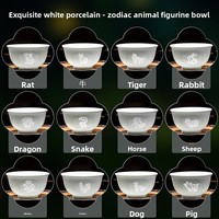 Bol à riz en céramique de porcelaine de Jingdezhen Linglong, sculpté, couleur sous-glaçure, compatible micro-ondes, style moderne et minimaliste