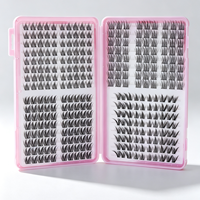 36 rangées de cils en cluster DIY, longueurs mixtes naturelles, fibres synthétiques, faux cils faits à la main dans un étui rose