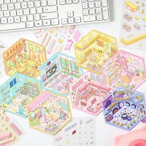 Lot <span class=keywords><strong>de</strong></span> 3 autocollants laser - Scènes <span class=keywords><strong>de</strong></span> cabanes miniatures en 3D, décorations <span class=keywords><strong>de</strong></span> vacances autocollantes - Product Image 3