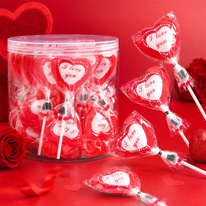 Sucettes en forme de cœur Agolyn, emballées individuellement, lot en vrac, vente en gros, bonbons durs romantiques - Product Image 2