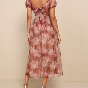 Robe midi élégante et magnifique en organza à nouer dans le dos pour femmes - Product Image 2