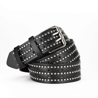 Ceinture à rivets tendance pour homme, style punk rock clouté, avec boucle ardillon, en PU synthétique noir, unisexe, type harnais, style western, pour la vente en dropshipping