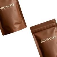 Sachet Doypack Personnalisé Mat Brun Refermable en Aluminium, Taille et Logo sur Mesure pour Grains de Café, Feuilles de Thé, Emballage Alimentaire en Gros