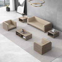 Ensemble de canapés de réception en cuir pour bureau commercial, combinaison moderne et minimaliste, canapé simple et trois places, mobilier de bureau