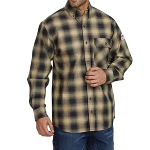 Frc chemise ignifuge Fr chemise de travail de sécurité pour homme, résistant au feu, vêtements de Protection à carreaux à manches longues