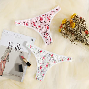 Mutandine a Perizoma in Spandex con <span class=keywords><strong>Disegni</strong></span> Floreali, Biancheria Intima Femminile Erotica Confortevole - Product Image 1