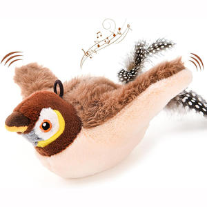 2025 nuevo juguete de pájaro aleteo de peluche recargable eléctrico inteligente para gatos juguete interactivo de Gorrión activado por tacto para gatos - Product Image 1