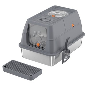 Arenero para Gatos al por Mayor, Antisalpicaduras, Control <span class=keywords><strong>de</strong></span> Olores, Fácil <span class=keywords><strong>de</strong></span> Limpiar, Totalmente Cerrado, <span class=keywords><strong>con</strong></span> Tapa Abatible, <span class=keywords><strong>de</strong></span> Acero Inoxidable, Extra Grande, para Interiores - Product Image 5